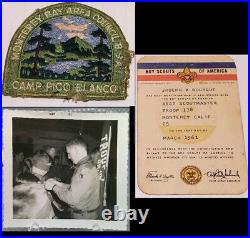 Vintage 1960s Boy Scout Monterey Bay California Pico Blanco Camp Patch ID Card