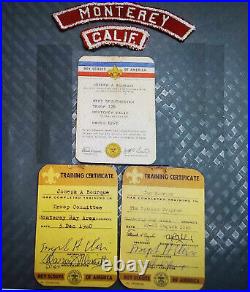 Vintage 1960s Boy Scout Monterey California Community Patches ID Training Cards