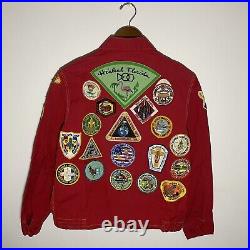 Vintage 1960s Boy Scouts Official Red Jacket Large Scouting Patch Collection