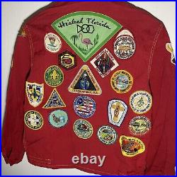 Vintage 1960s Boy Scouts Official Red Jacket Large Scouting Patch Collection