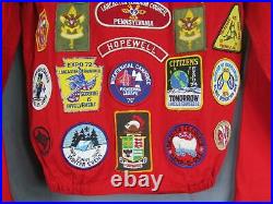 Vintage 1960s Boy Scouts Official Red Jacket with Large Scouting Patch Collection