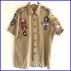 Vintage 1960s Boy Scouts of America Shirt Jewish Council Illinois Patches Pins