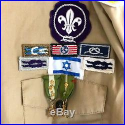 Vintage 1960s Boy Scouts of America Shirt Jewish Council Illinois Patches Pins
