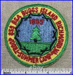 Vintage 1965 BUGGS ISLAND Boy Scout Summer Camp PATCH Richmond VA BSA Troop 859