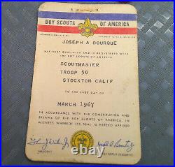 Vintage 1967 Boy Scout Stockton California Community Patches Scoutmaster Card