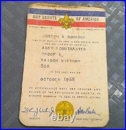 Vintage 1968 Vietnam Boy Scout Troop 1 Patches Saigon Assist Scoutmaster Card