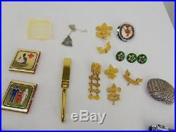 Vintage 1970's Boy Scout Lot BSA Merit Badge Pins Medals Cards Patches Shirts