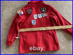 Vintage 1970's Official BOY SCOUTS OF AMERICAL RED WOOL JACKET Patches Pins 14