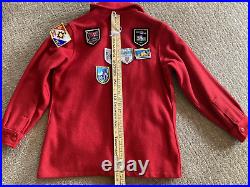 Vintage 1970's Official BOY SCOUTS OF AMERICAL RED WOOL JACKET Patches Pins 14