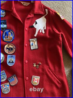 Vintage 1970's Official BOY SCOUTS OF AMERICAL RED WOOL JACKET Patches Pins 14