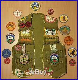 Vintage 40s and 50s Boy Scouts BSA Fridge Patch Vest Illinois + Extra Patches