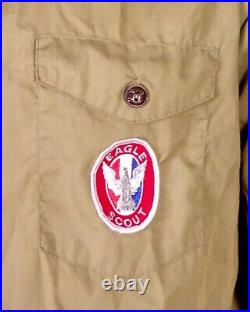 Vintage 50s 60s BSA Boy Scouts Loop Collar Shirt RARE Patches Nampa-TSI Flap L