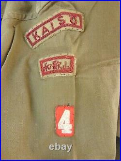 Vintage 50s BOY SCOUTS Of JAPAN Uniform SHIRT SHORTS Patches Saddle Stitching