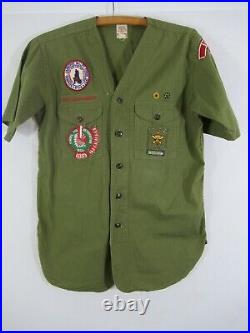 Vintage 50s Boy Scout Shirt with Tunnel Mill Valley Forge Patches Salem Indiana