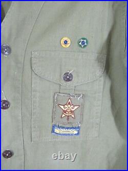 Vintage 50s Boy Scout Shirt with Tunnel Mill Valley Forge Patches Salem Indiana