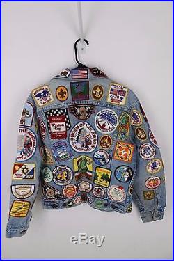 Vintage 60s-70s Levi Denim Jacket with 100+ Boy Scout Patches Sz 40 Florida Disney