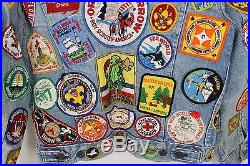 Vintage 60s-70s Levi Denim Jacket with 100+ Boy Scout Patches Sz 40 Florida Disney