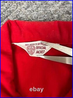 Vintage 60s Boy Scout of America Jacket Adult Size XL Red With Patches Talon Mens