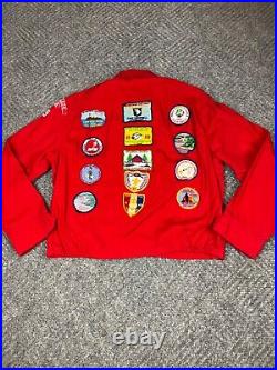 Vintage 60s Boy Scout of America Jacket Adult Size XL Red With Patches Talon Mens