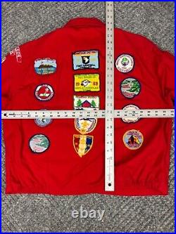 Vintage 60s Boy Scout of America Jacket Adult Size XL Red With Patches Talon Mens