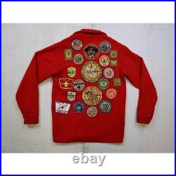 Vintage 60s Boy Scout of America Red Wool Coat Official Jacket With Patches Sz M