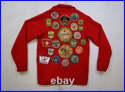 Vintage 60s Boy Scout of America Red Wool Coat Official Jacket With Patches Sz M