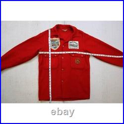 Vintage 60s Boy Scout of America Red Wool Coat Official Jacket With Patches Sz M