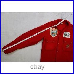 Vintage 60s Boy Scout of America Red Wool Coat Official Jacket With Patches Sz M