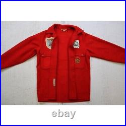 Vintage 60s Boy Scout of America Red Wool Coat Official Jacket With Patches Sz M