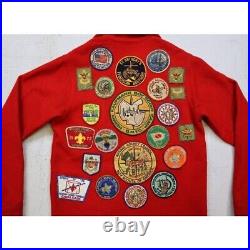 Vintage 60s Boy Scout of America Red Wool Coat Official Jacket With Patches Sz M