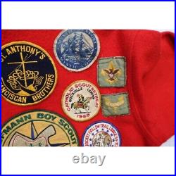 Vintage 60s Boy Scout of America Red Wool Coat Official Jacket With Patches Sz M