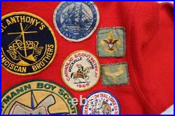 Vintage 60s Boy Scout of America Red Wool Coat Official Jacket With Patches Sz M