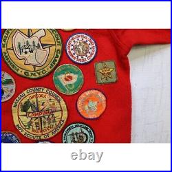 Vintage 60s Boy Scout of America Red Wool Coat Official Jacket With Patches Sz M