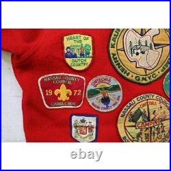 Vintage 60s Boy Scout of America Red Wool Coat Official Jacket With Patches Sz M