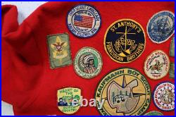 Vintage 60s Boy Scout of America Red Wool Coat Official Jacket With Patches Sz M