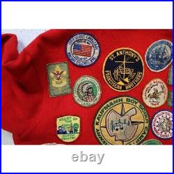 Vintage 60s Boy Scout of America Red Wool Coat Official Jacket With Patches Sz M