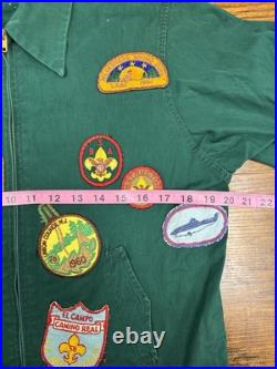 Vintage 60s Boys Scouts Of America Green Jacket Patched Cotton Jacket