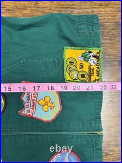 Vintage 60s Boys Scouts Of America Green Jacket Patched Cotton Jacket