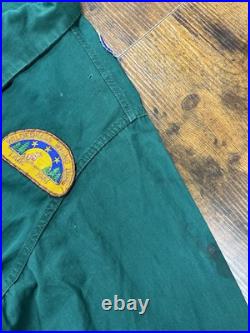 Vintage 60s Boys Scouts Of America Green Jacket Patched Cotton Jacket