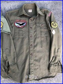 Vintage 60s Cub SCOUTS AMERICA SANFORIZED Uniform Shirt Lot Handkerchief Patches