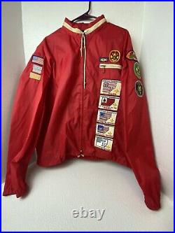 Vintage 70's BSA Boy Scout Windbreaker Jacket Patches Button Snap Zip Up Hood XL