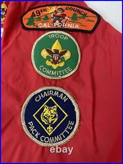 Vintage 70's BSA Boy Scout Windbreaker Jacket Patches Button Snap Zip Up Hood XL