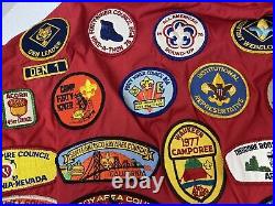 Vintage 70's BSA Boy Scout Windbreaker Jacket Patches Button Snap Zip Up Hood XL