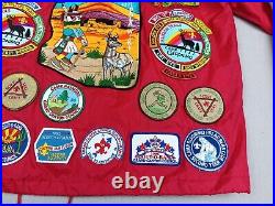 Vintage 90's Boy Scouts Of America Full Zip Red Jacket withPatches SZ Large Nice