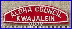 Vintage ALOHA COUNCIL KWAJALEIN Boy Scout Red & White Strip PATCH RWS Uniform