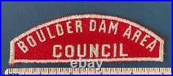 Vintage BOULDER DAM AREA COUNCIL Boy Scout Red & White Strip PATCH BSA RWS Badge