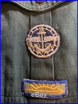 Vintage BSA Boy Scout Explorer Dark Green Uniform Rare Patches, Silver Knot, Pin