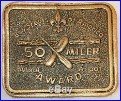 Vintage BSA Boy Scouts 50 Miler Afoot Afloat Award Embossed Leather 3.75 Patch