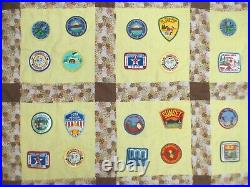 Vintage BSA Boy Scouts of America Hanging Wall Patches Quilt 88 x 76 1970s