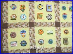Vintage BSA Boy Scouts of America Hanging Wall Patches Quilt 88 x 76 1970s